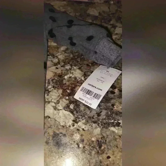 Carter's one piece winter wear. black and gray polka dot. 3 month new tags - Picture 4 of 6